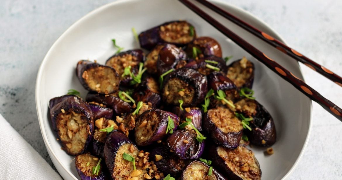 Stir-fried Japanese Eggplant with Garlic and Ginger • Flavor Feed