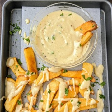3-cheese beer sauce with steak fries