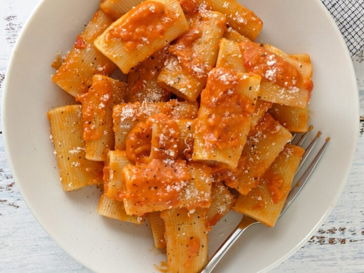 bowl of Pasta with Vodka Sauce with fork