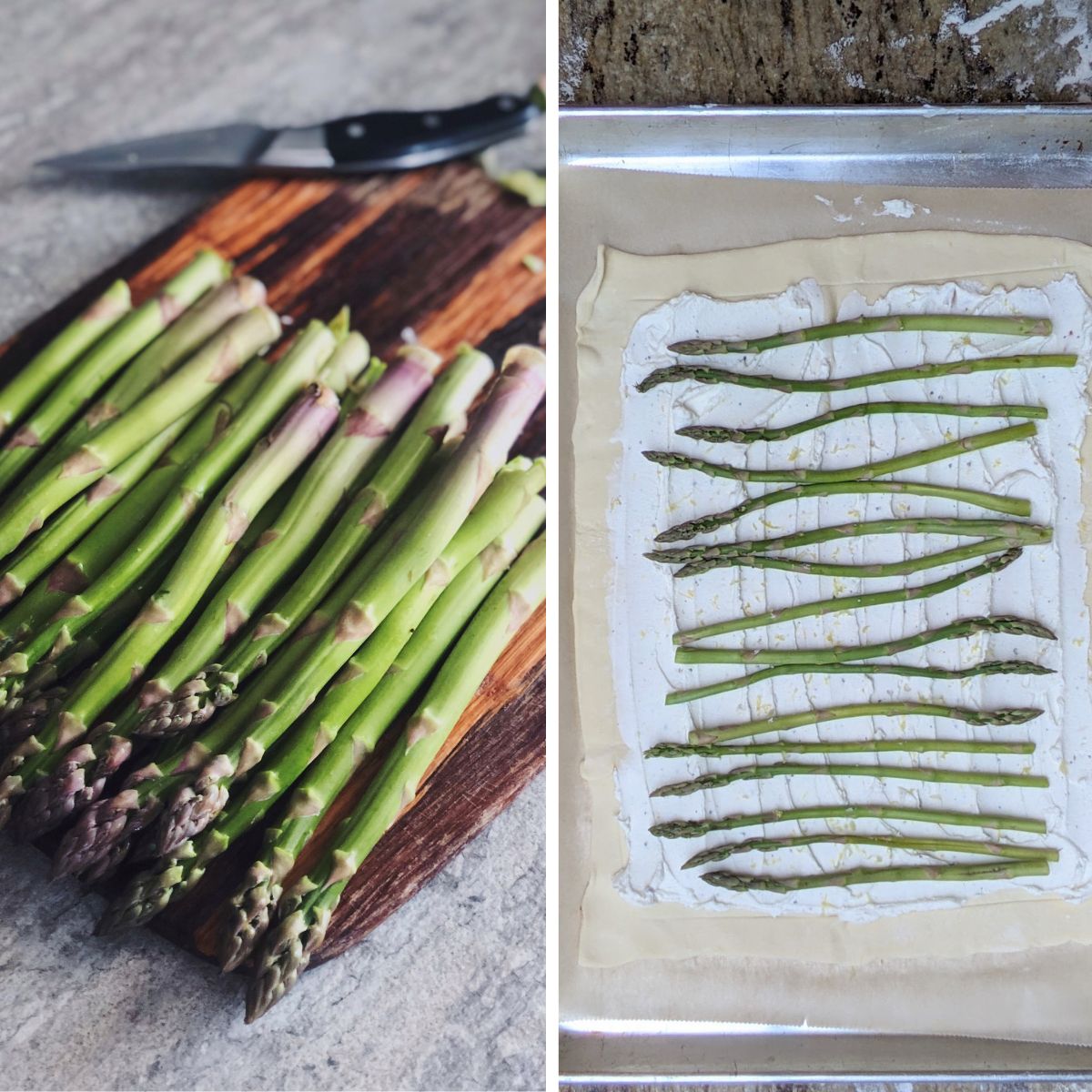 steps for making asparagus tart.