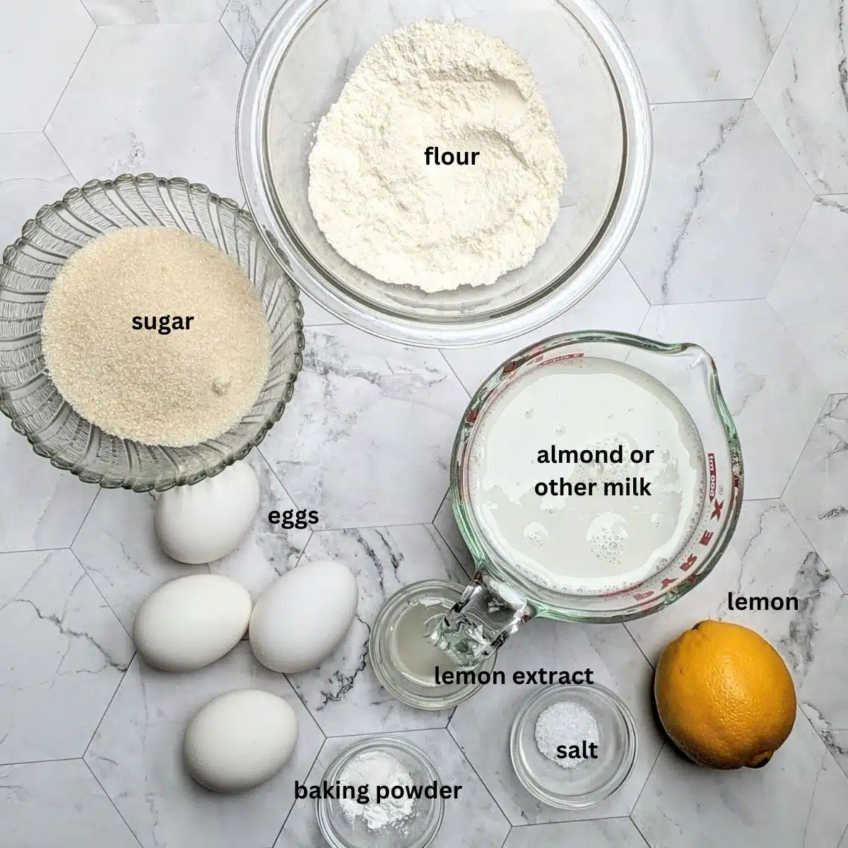 Ingredients to make lemon Impossible pie.