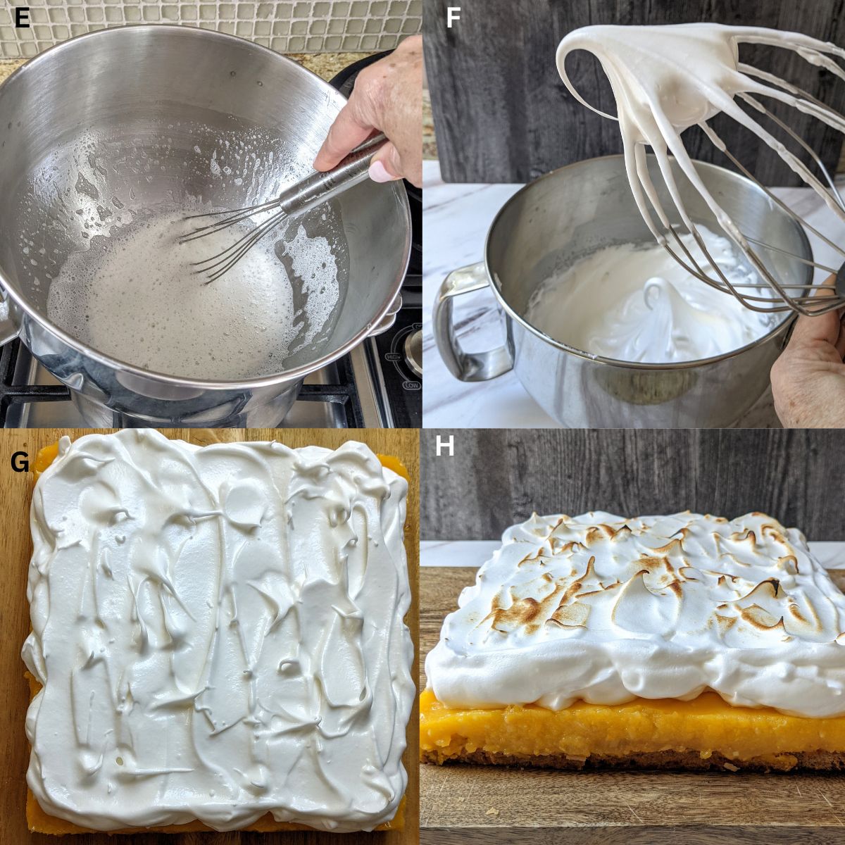 Making meringue for the lemon bars.