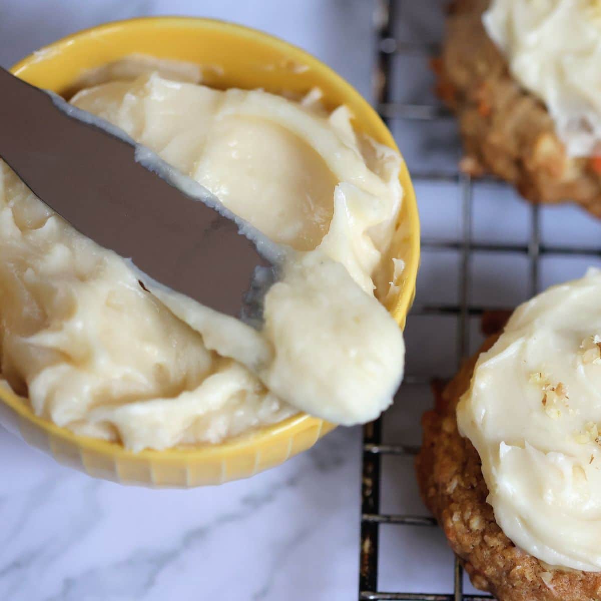 Cream cheese icing for carrot cake cookies.