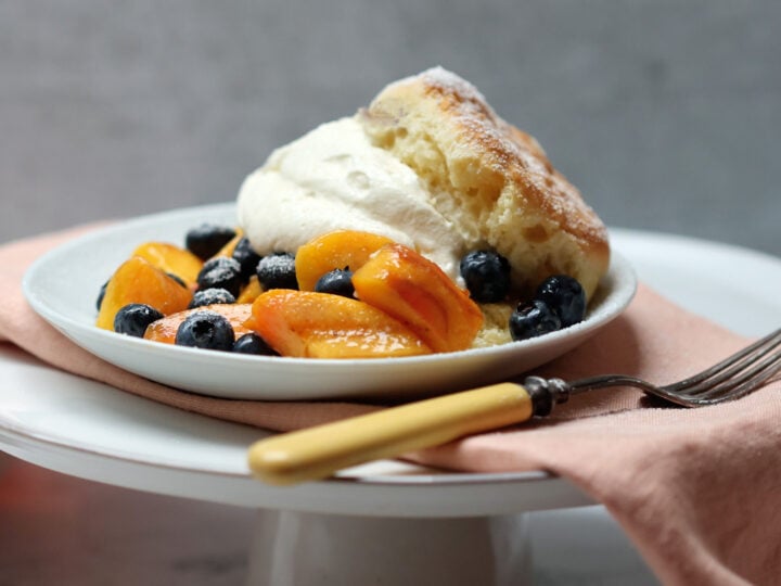 Plate of Peach and Blueberry Shortcakes