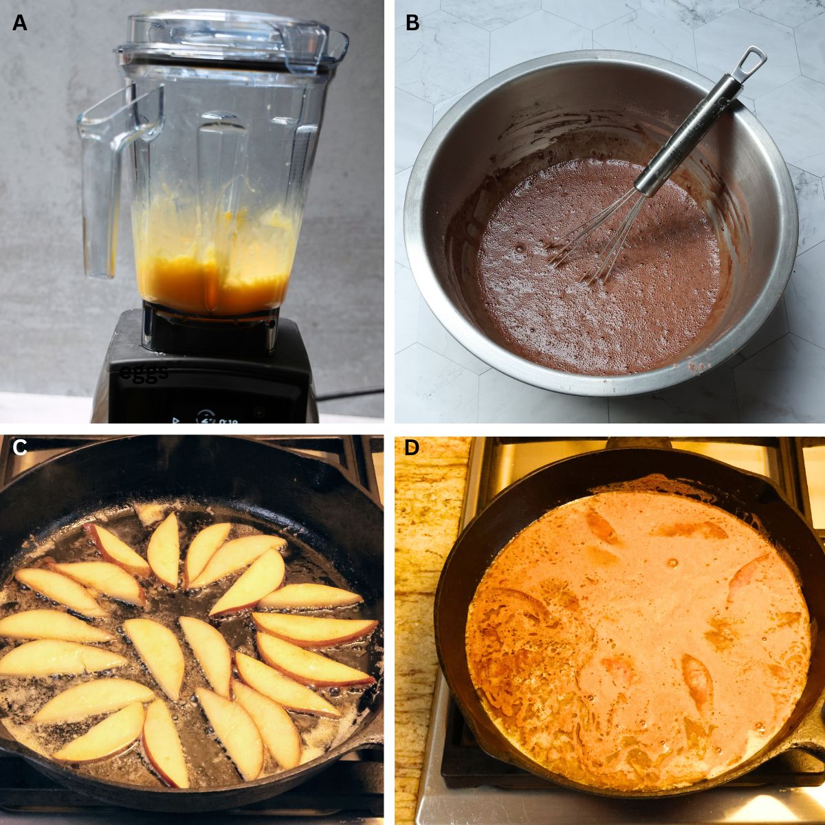 Steps for making Chocolate Raspberry Dutch Baby.