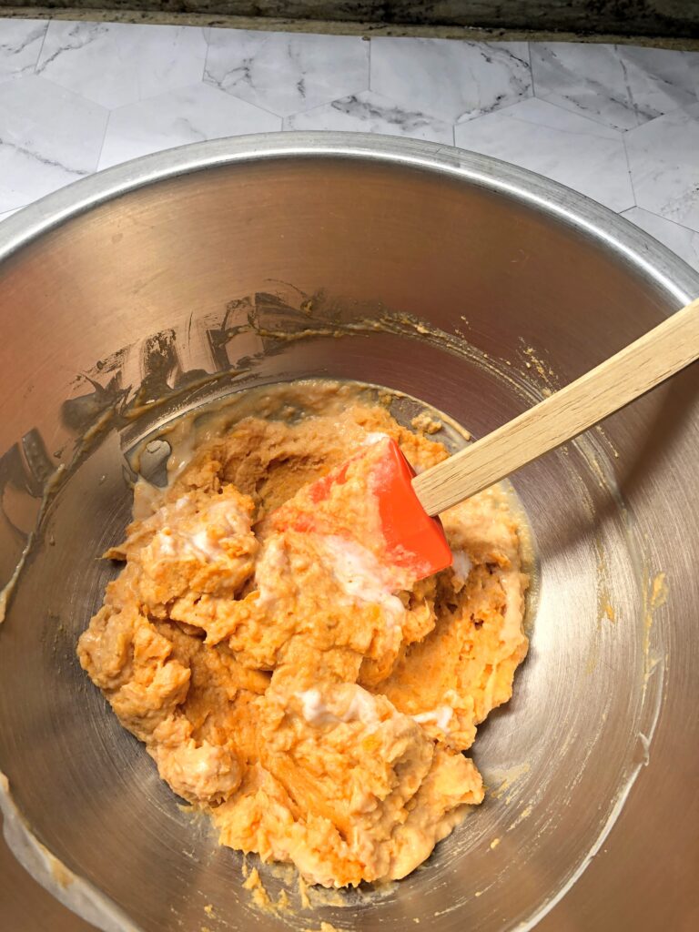 Mashed sweet potatoes blended with brown sugar and buttermilk