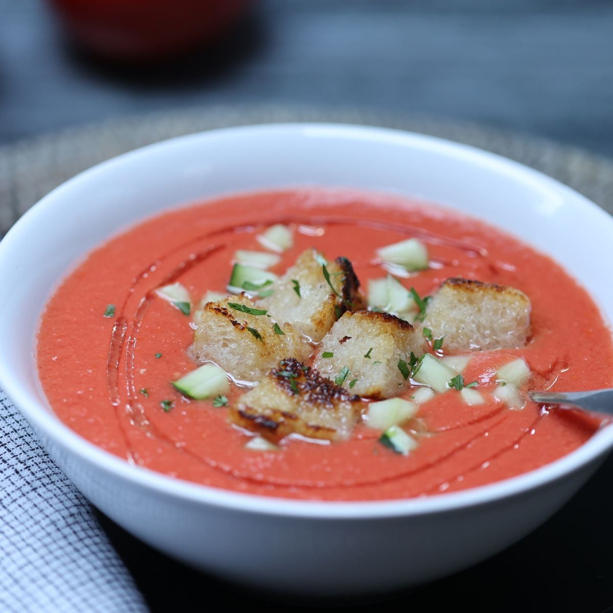 Easy Gazpacho Recipe with Garlic Croutons • Feed the Mail