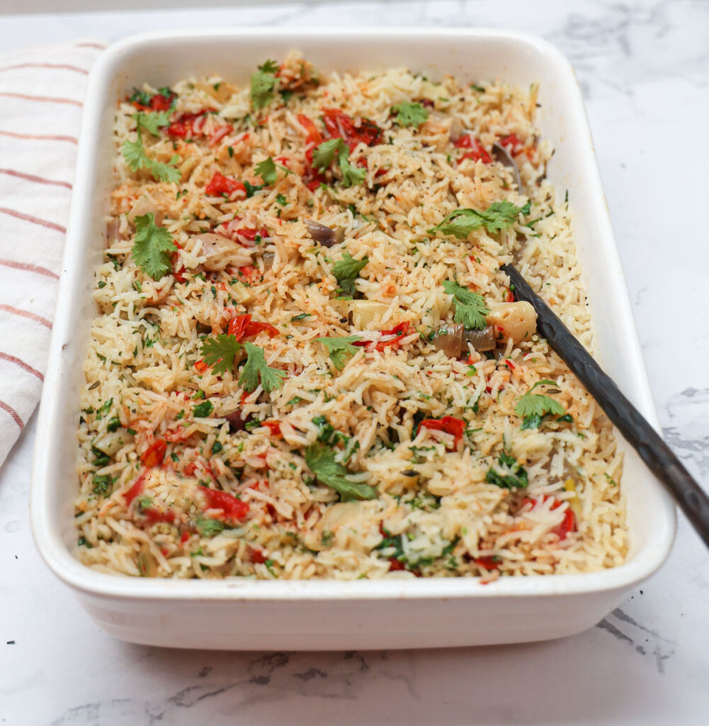 Baked Rice with Roasted Tomatoes, Garlic, and Shallots • Flavor Feed