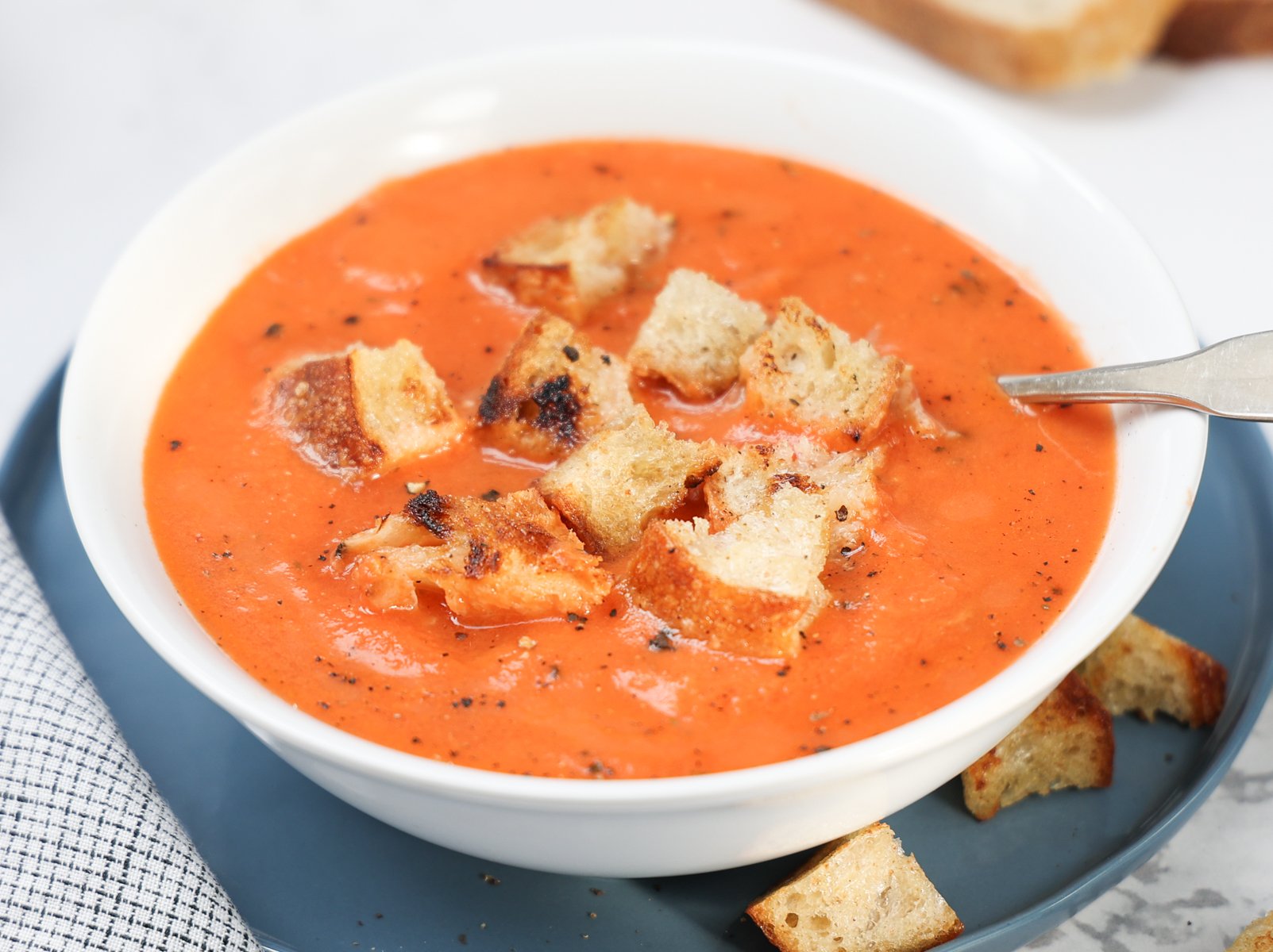 Homemade Tomato Soup with Garlicky Sourdough Croutons • Flavor Feed