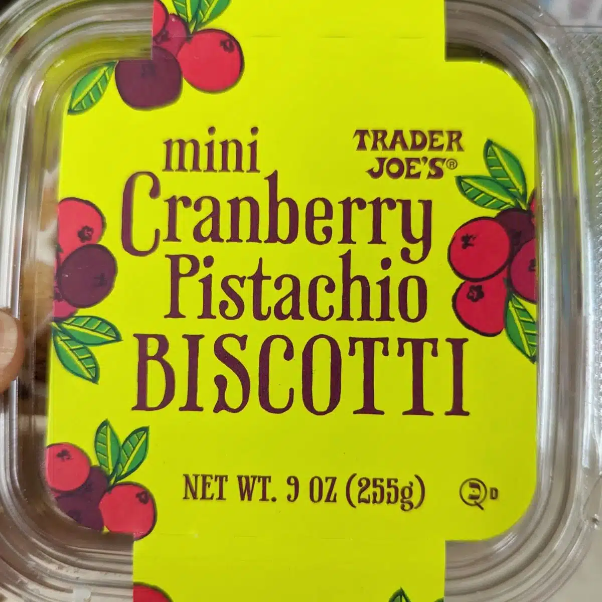 Trader Joes Cranberry Pistachio Biscotti.