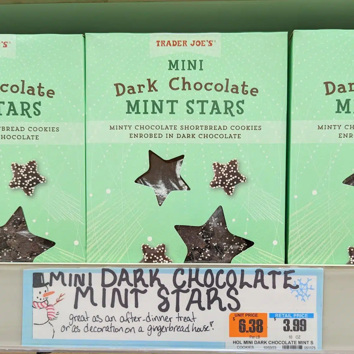 Trader Joes Mini Dark Chocolate Mint Stars.
