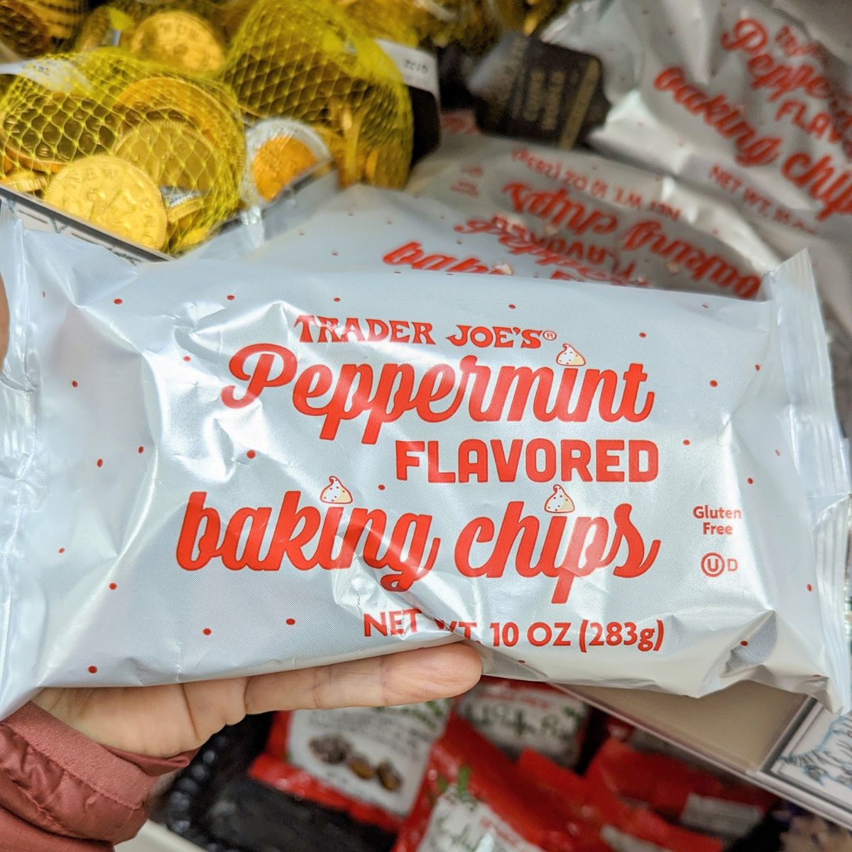 Trader Joes Peppermint-Flavored Baking Chips.