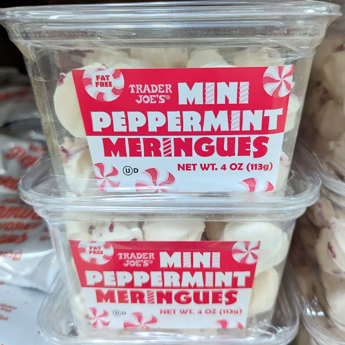 Trader Joes Mini Peppermint Meringues.