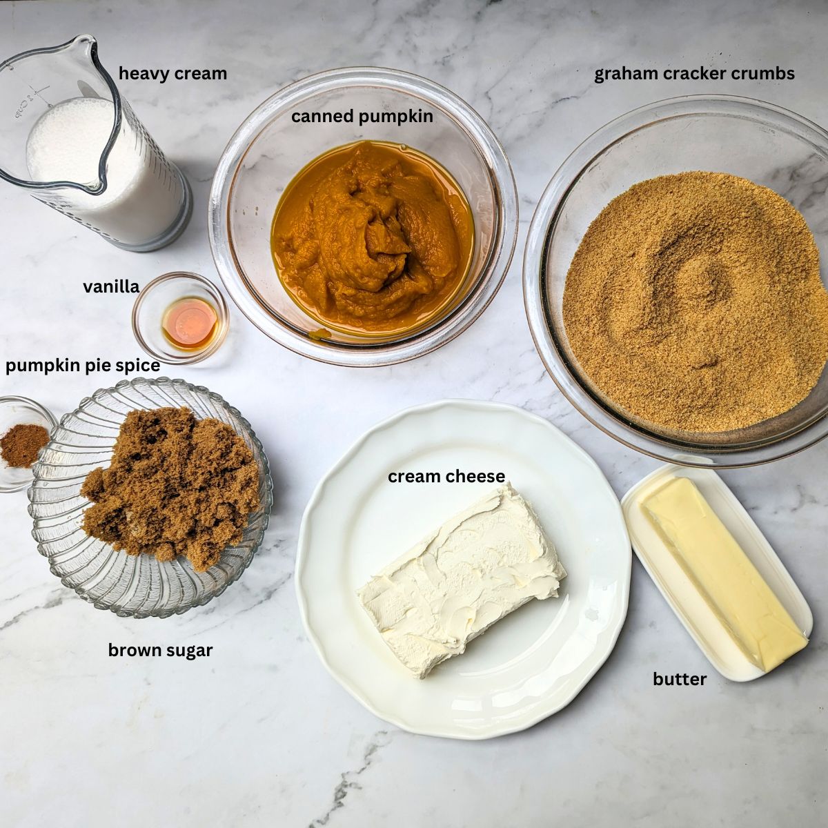Ingredients to make no bake pumpkin pie.