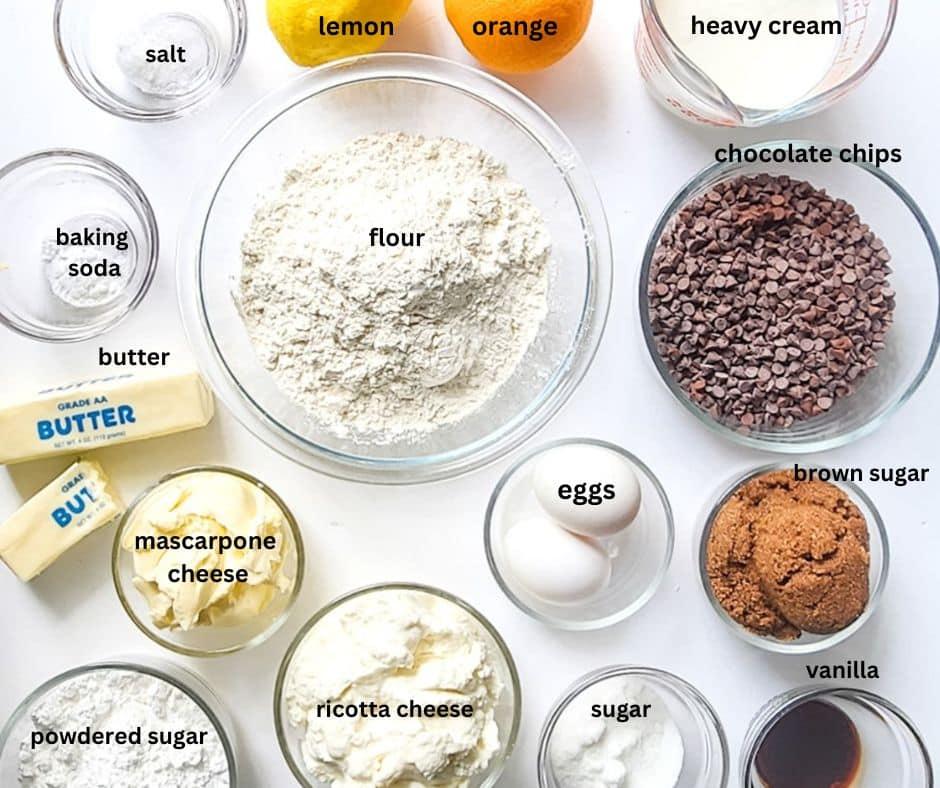 Ingredients to make cannoli cookies.