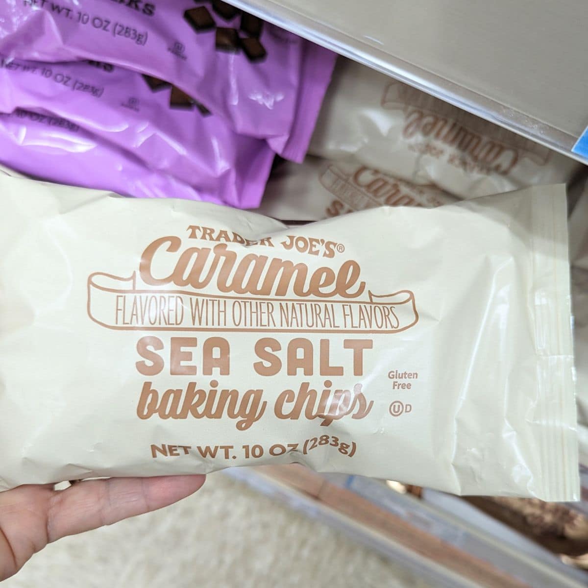 Trader Joe's Caramel Sea Salt Baking Chips.