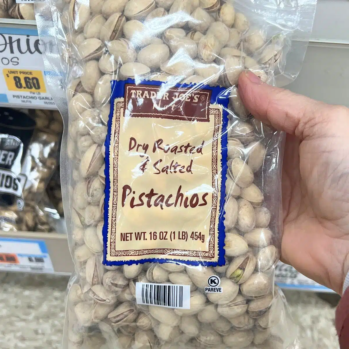 TRADER JOES Dry roasted and Salted Pistachios. 