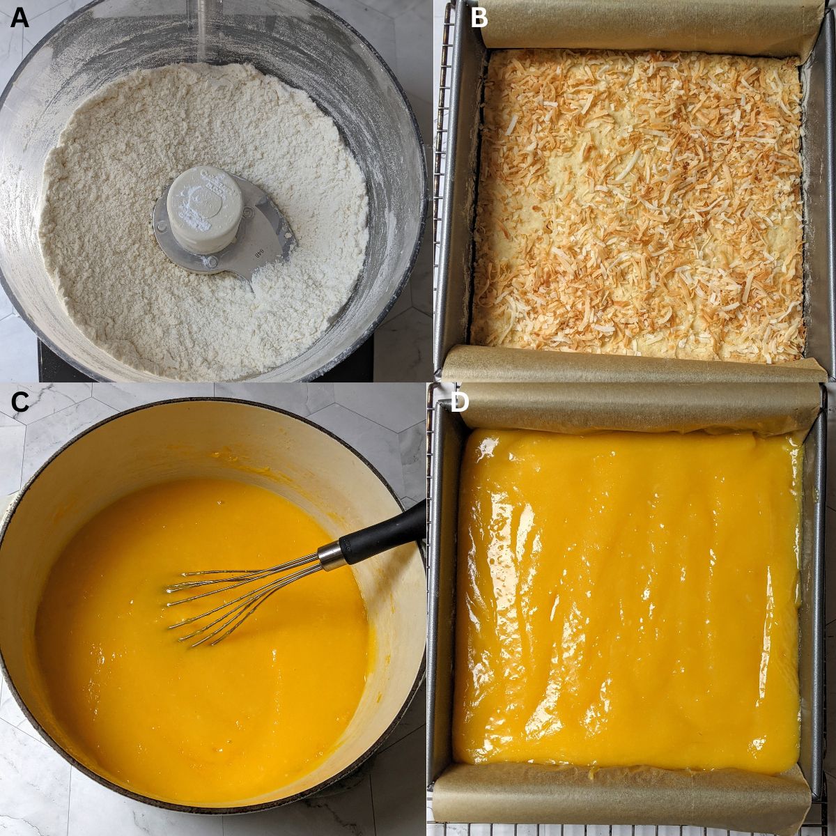 Stpes for making lemon meringue bars.