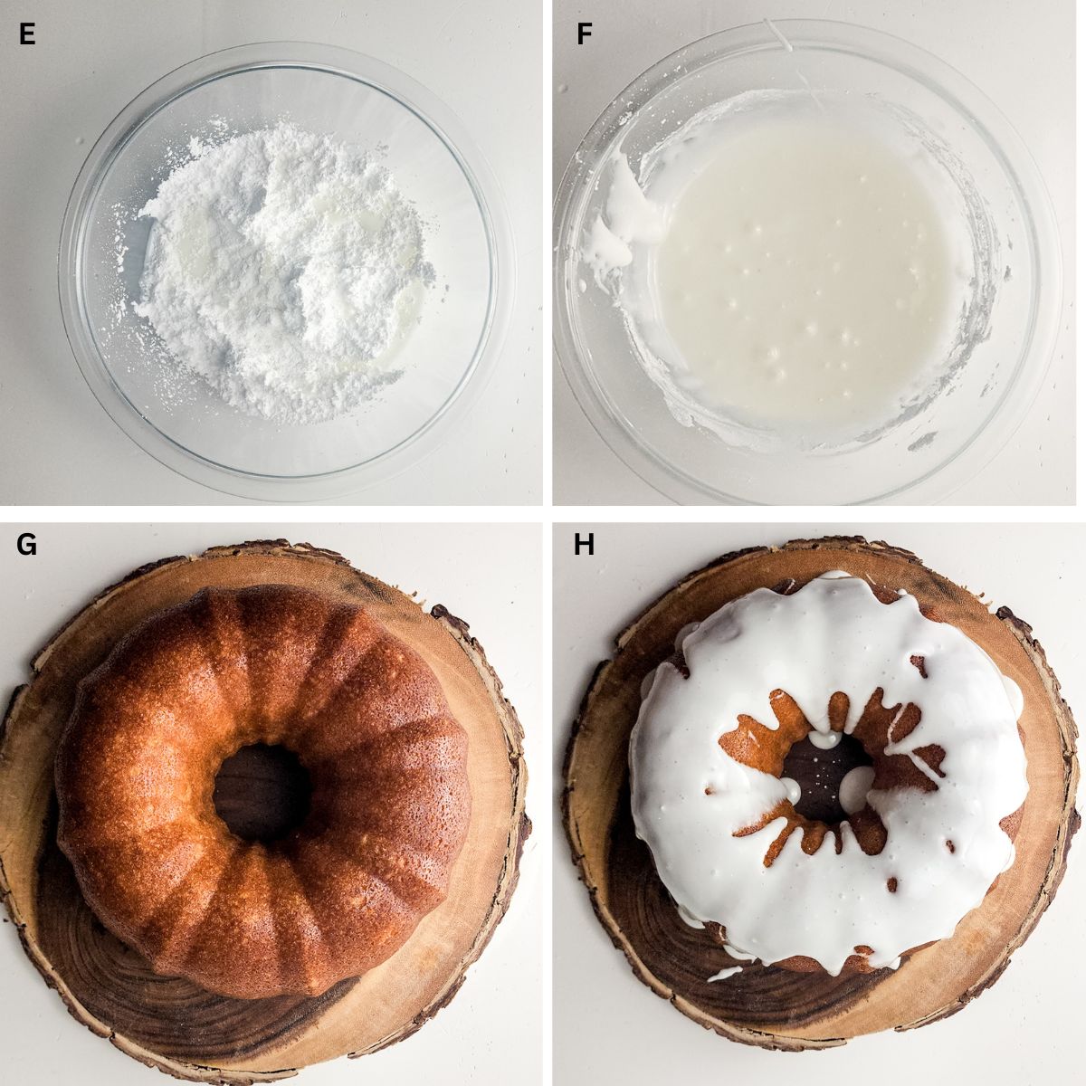 Steps for making the lemon bundt cake.