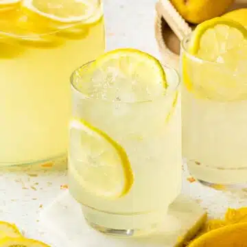 Glasses filled with tequila lemonade.