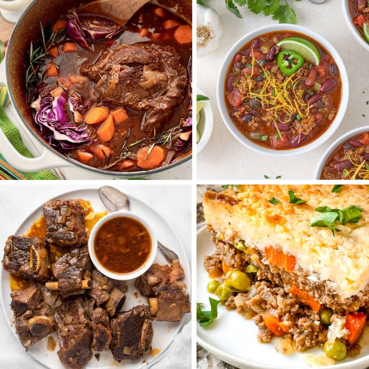 Grid of 4 recipes using Guinness.