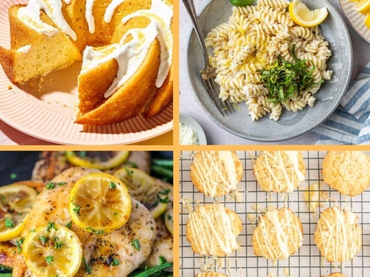 Grid of 4 lemon recipes.