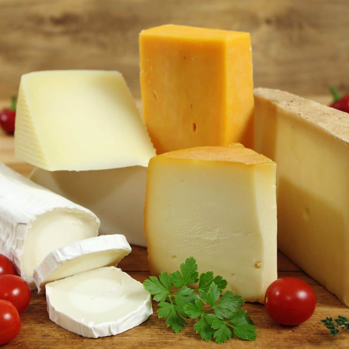 Selection of cheeses.