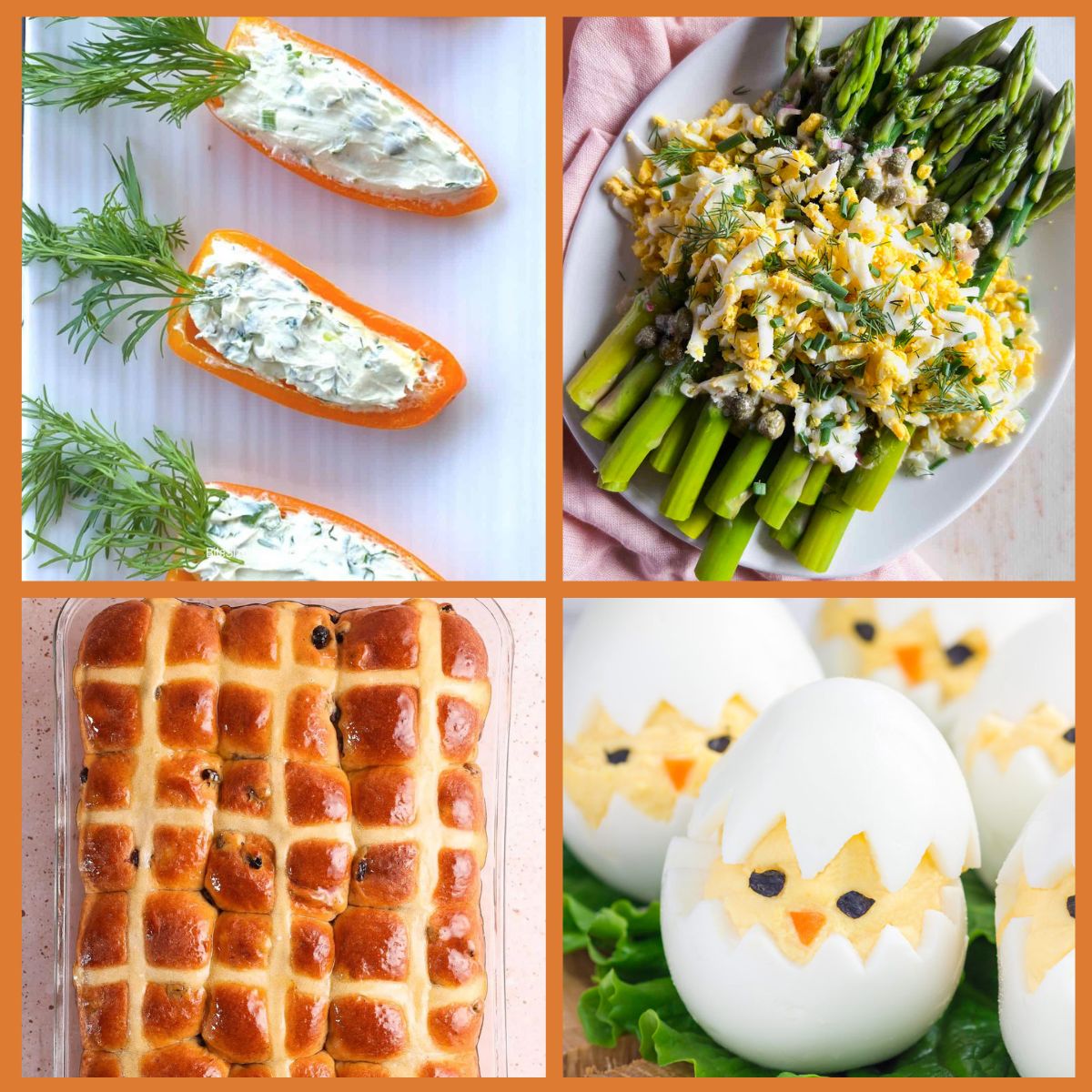 Four images for Easter brunch recipes.