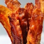 Candied bacon strips.