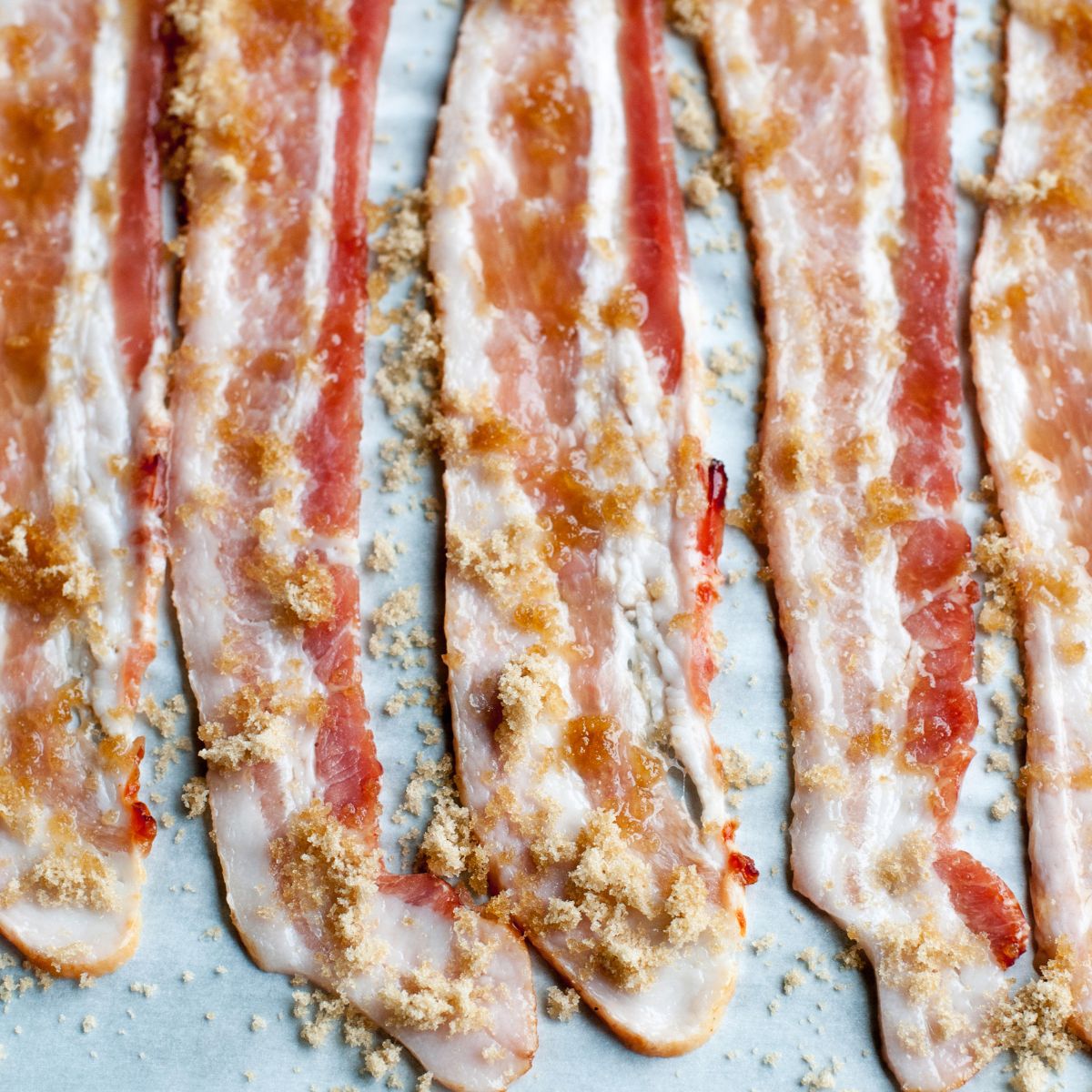 Bacon sprinkled with brown sugar.