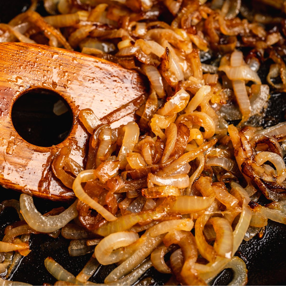 Skillet with caramelized onions.