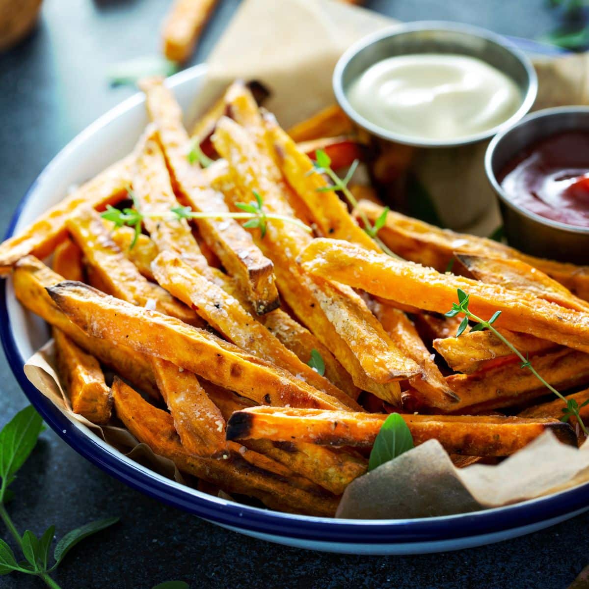 Plate with oven fries.