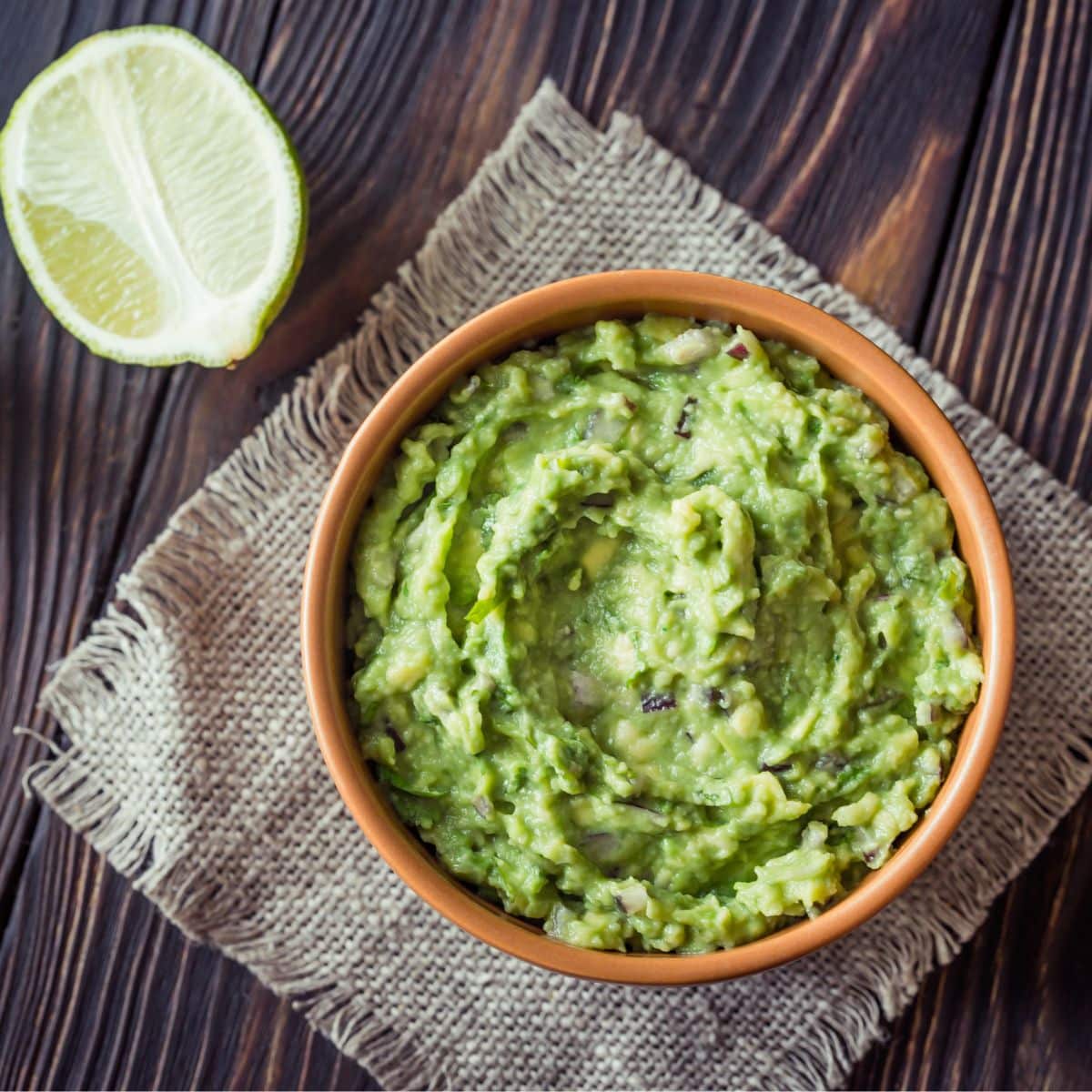 Bowl of guacamole.