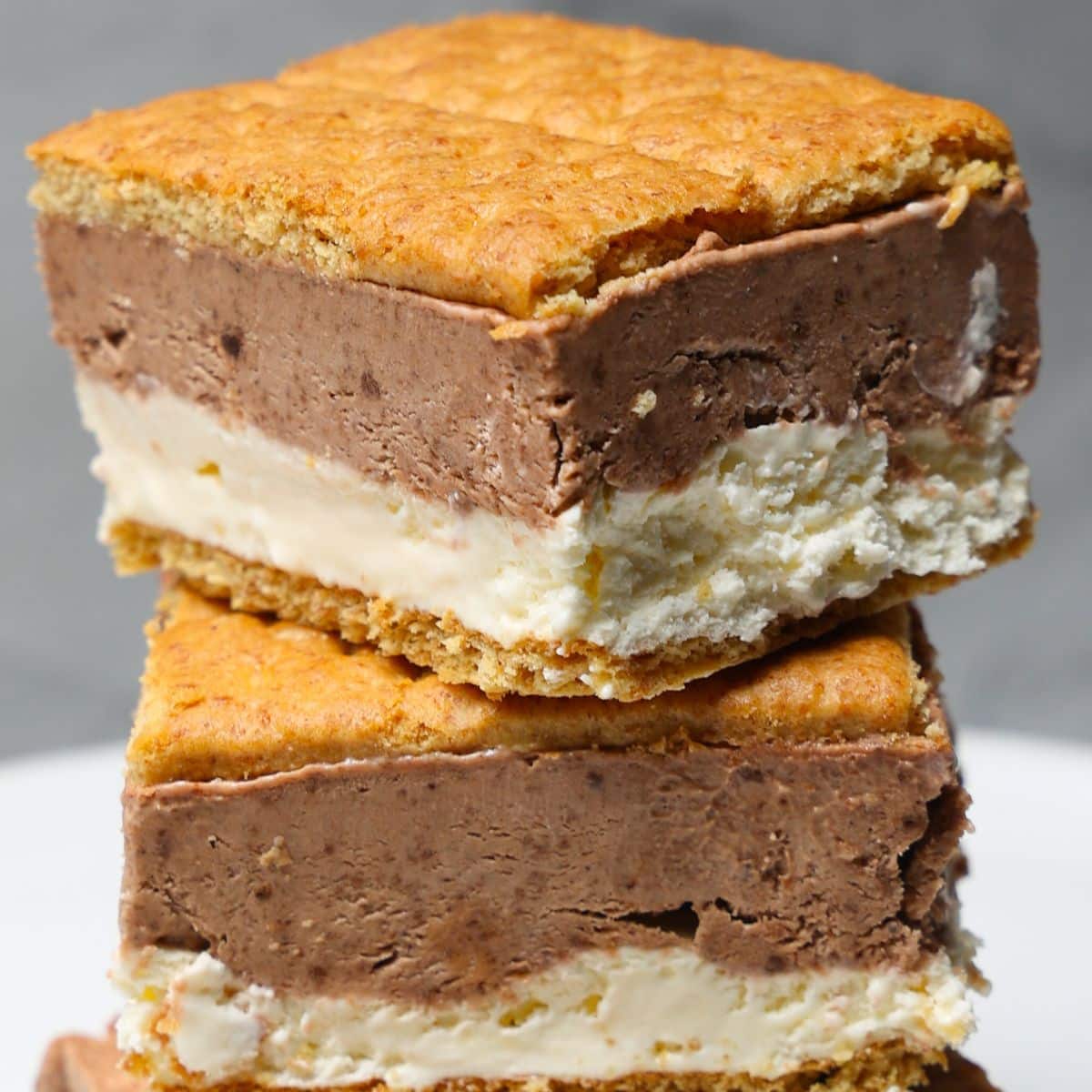 Stack of frozen s'mores bars.